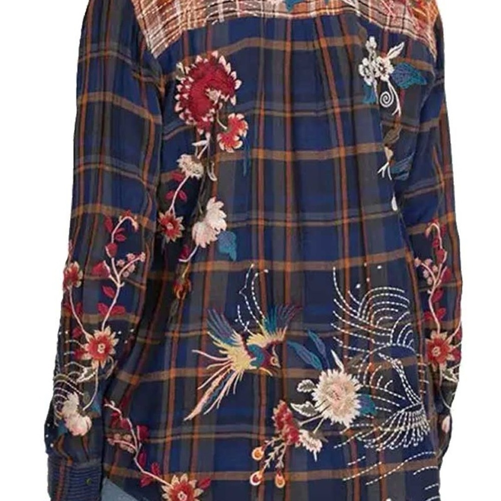 Johnny Was Women's Freja Plaid Mix Oversized Shirt